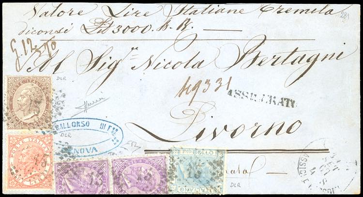 1867 - 2 lire e 30 cent. De La ... 