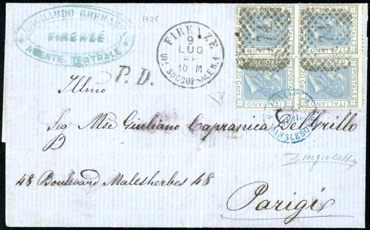 1868 - 20 cent. azzurro lillaceo ... 