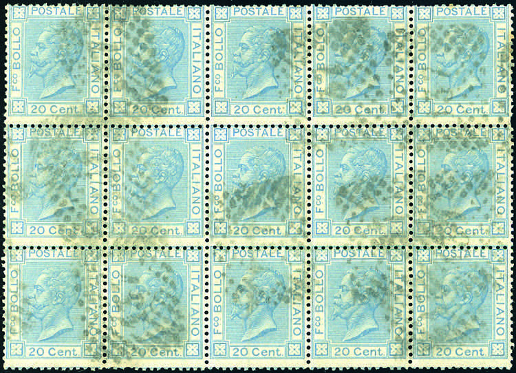 1867 - 20 cent. azzurro, tiratura ... 