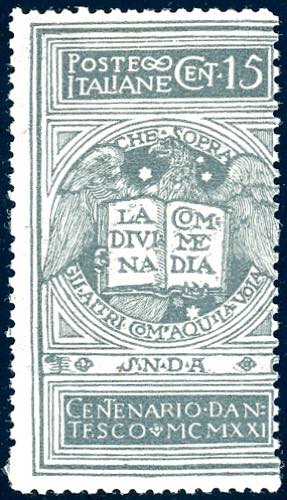 1921 - 15 cent. grigio Dante, non ... 