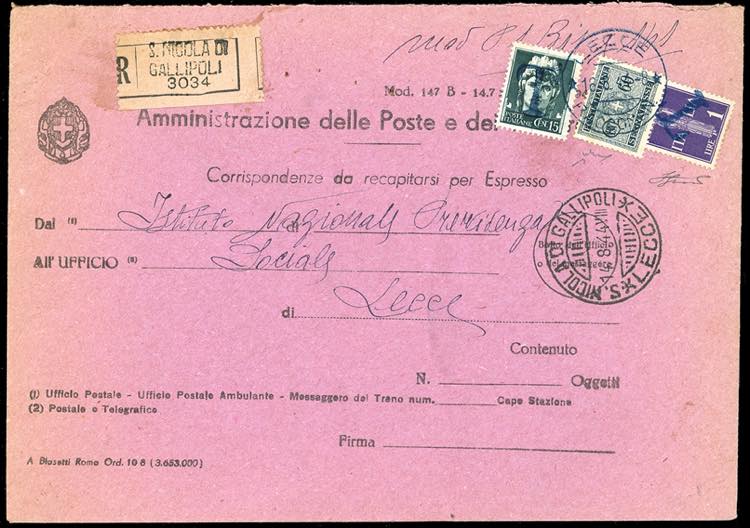 1944 - 60 cent., in affrancatura ... 