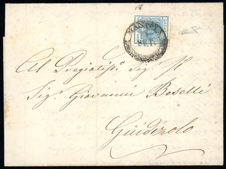 1852 - 45 cent. azzurro, I tipo, ... 