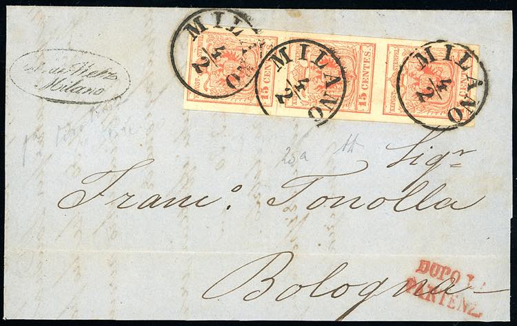 1857 - 15 cent. rosso vermiglio, ... 