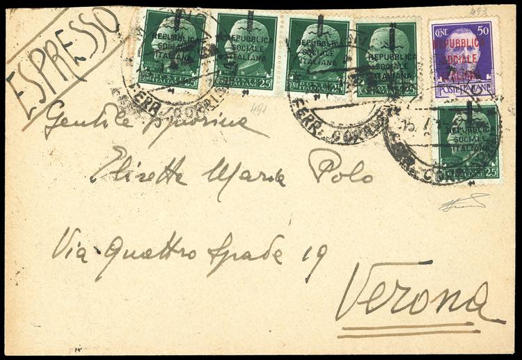 1944 - 25 cent., cinque esemplari ... 