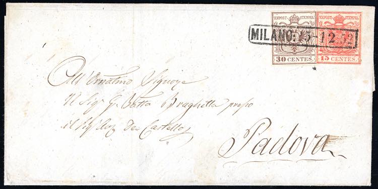 1852 - 15 cent. rosso, III tipo, ... 