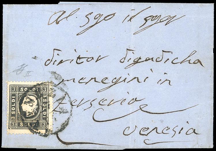 1859 - 3 soldi nero, II tipo (29), ... 