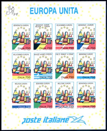 1993 - 750 lire Europa, foglietto ... 