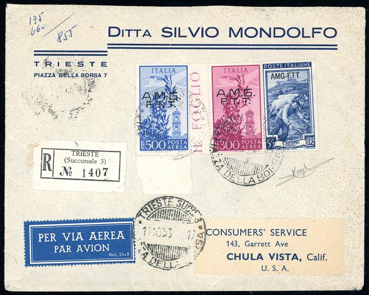 POSTA AEREA 1953 - 300 e 500 lire ... 