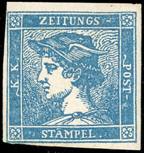 1854 - 3 cent. azzurro Mercurio, ... 