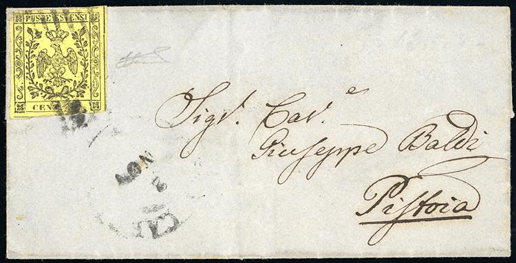 1858 - 15 cent. giallo (3), ottimo ... 