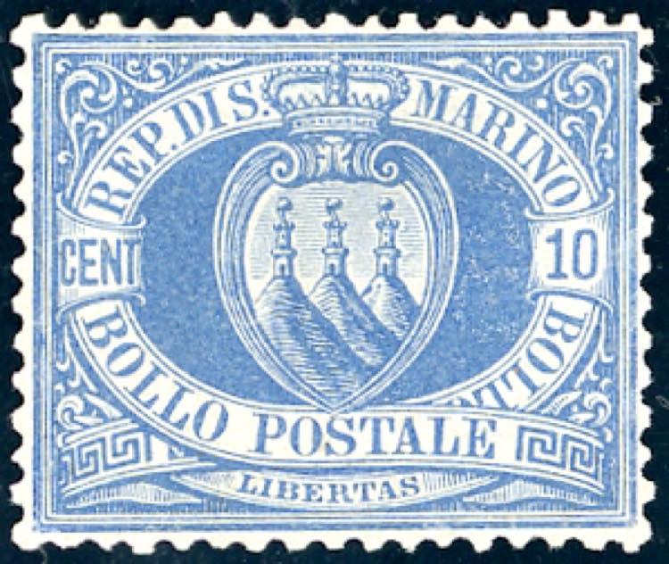 1877 - 10 cent. oltremare Stemma ... 