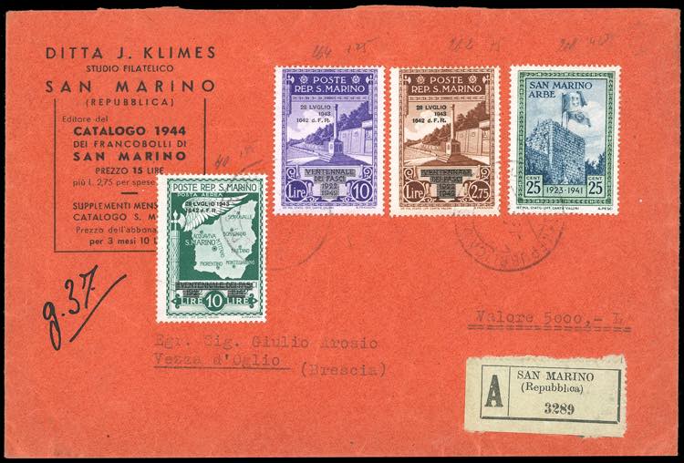 1943 - 2,75 lire, 10 lire, posta ... 