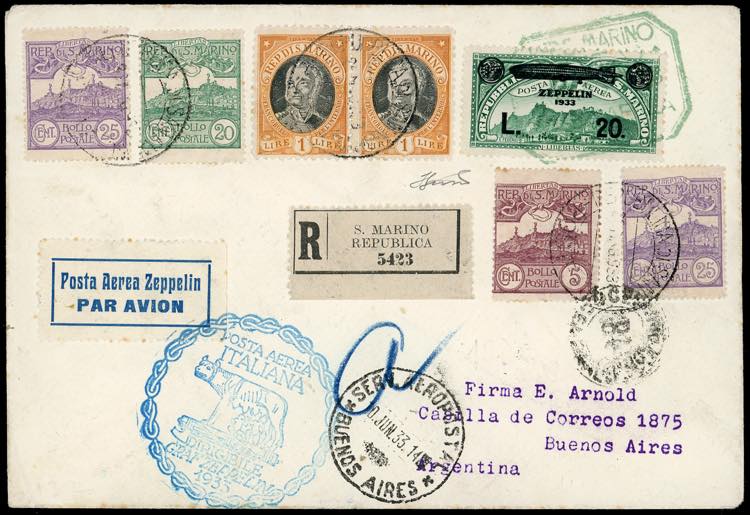 1933 - 20 lire su 3 lire Zeppelin, ... 