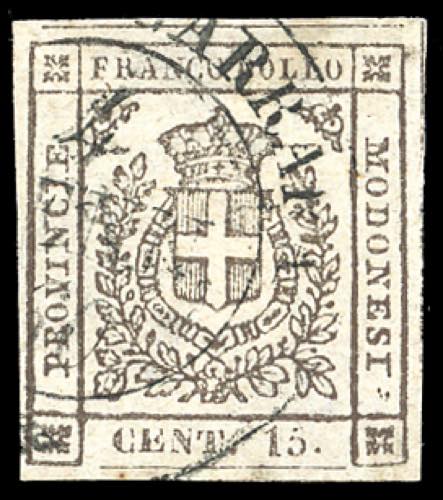 1859 - 15 cent. bruno (13), usato, ... 