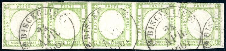 1861 - 1/2 tornese (17), striscia ... 