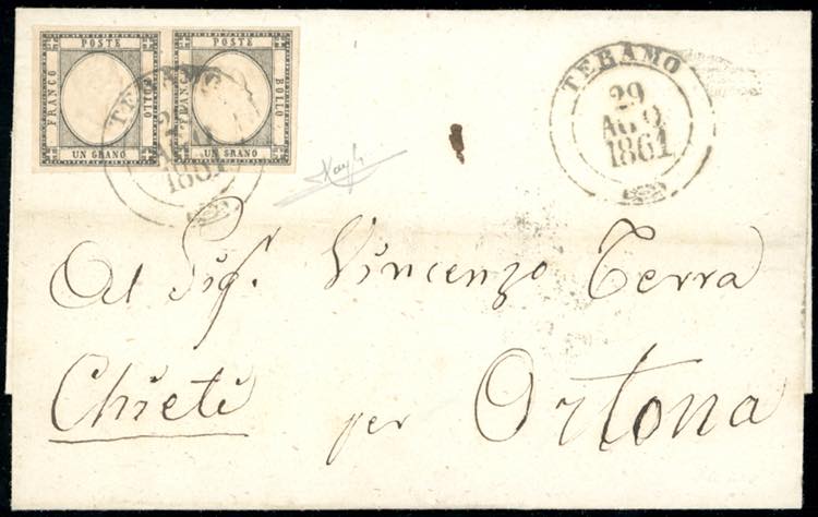 1861 - 1 grano nero (19), coppia ... 