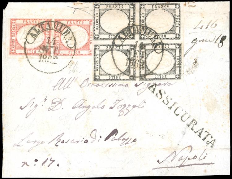 1862 - 1 grano nero, blocco di ... 