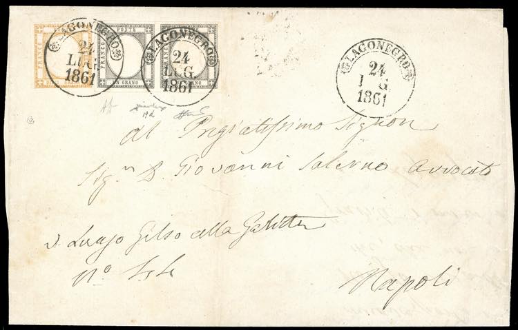 1861 - 1 grano grigio nero, coppia ... 