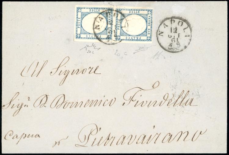 1861 - 2 grana azzurro ardesia ... 