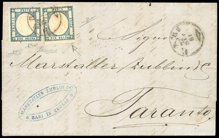 1861 - 2 grana azzurro scuro ... 