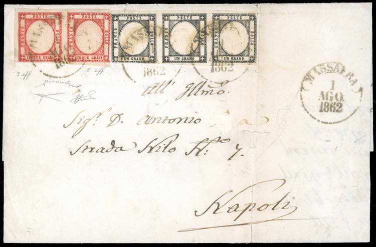 1862 - 5 grana carminio, coppia ... 