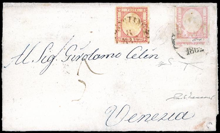 1862 - 5 grana rosa, STAMPA RECTO ... 