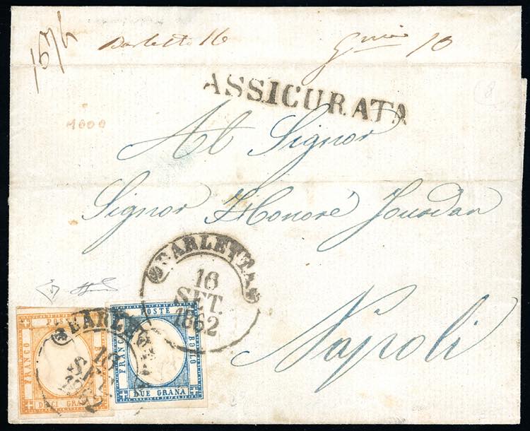 1862 - 10 grana arancio, margine ... 