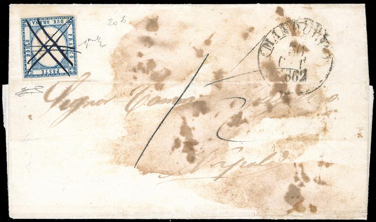 1862 - 2 grana azzurro scuro ... 