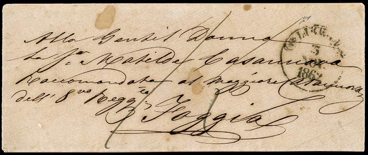 1862 - Busta non affrancata da ... 