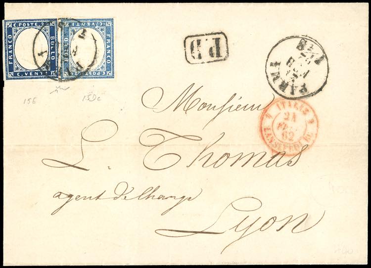 SARDEGNA-FRANCIA 1862 - 20 cent. ... 