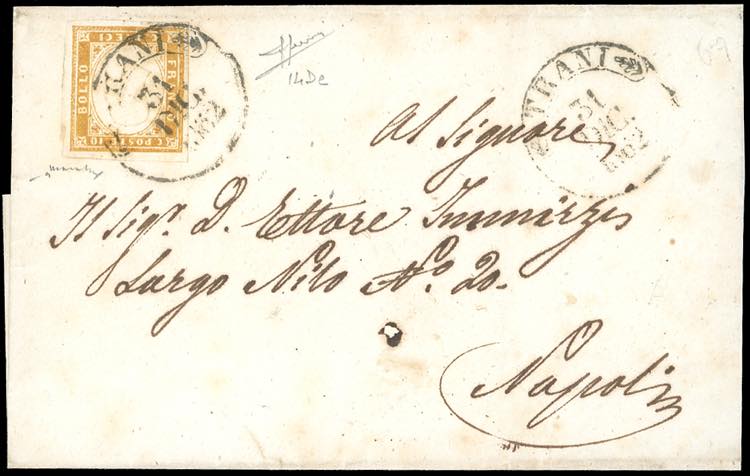 1862 - 10 cent. arancio ocra IV ... 