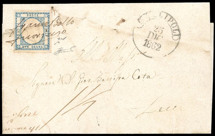 1862 - 2 grana azzurro chiaro ... 