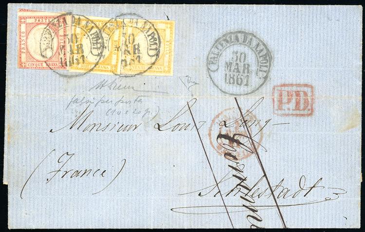 1861 - Falsi per posta: 20 grana ... 