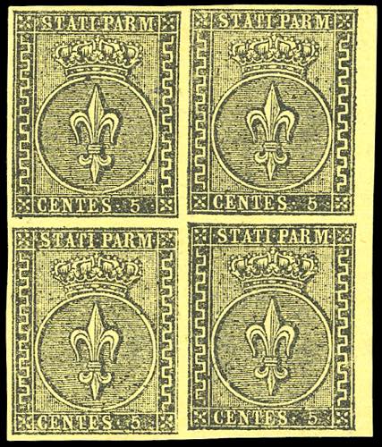 1852 - 5 cent. giallo arancio (1), ... 