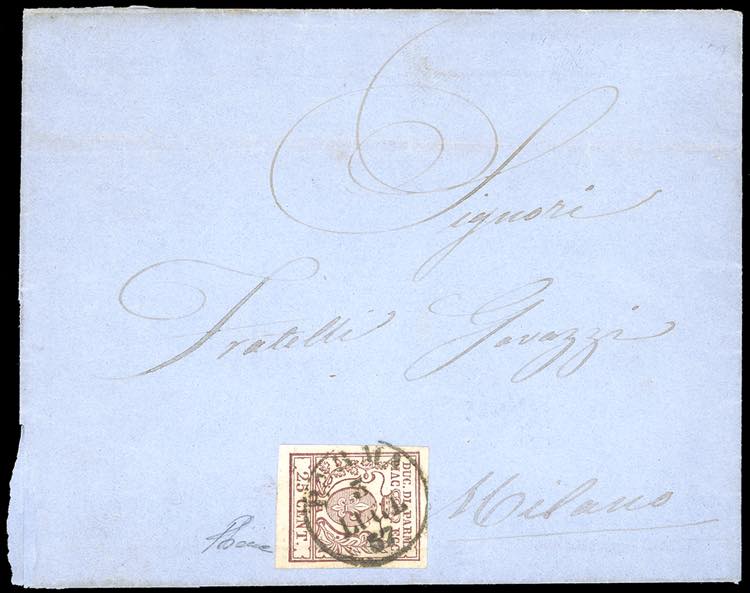 1857 - 25 cent. bruno lilla (10), ... 