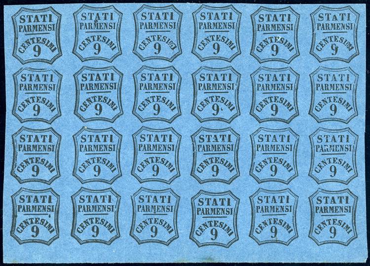 1857 - 9 cent. azzurro, non emesso ... 
