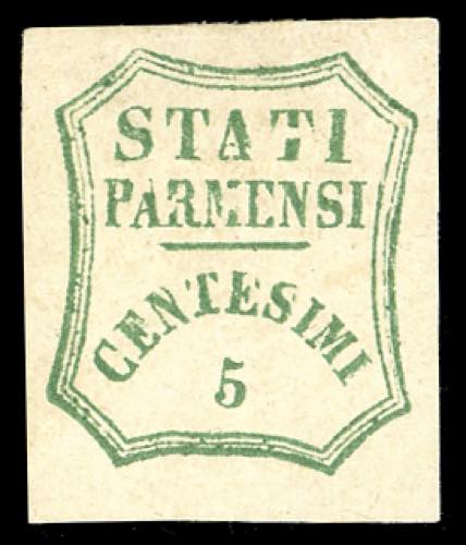 1859 - 5 cent. verde azzurro, I ... 