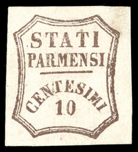 1859 - 10 cent. bruno (14), gomma ... 