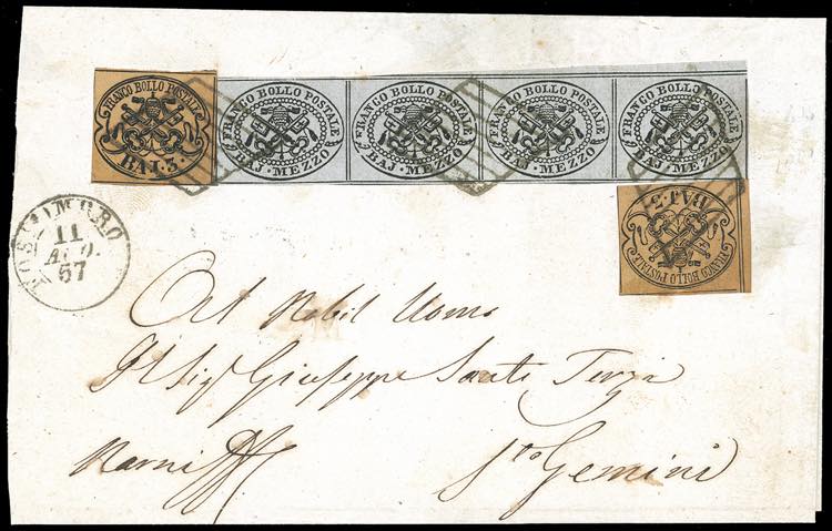 1857 - 1/2 baj grigio, striscia ... 