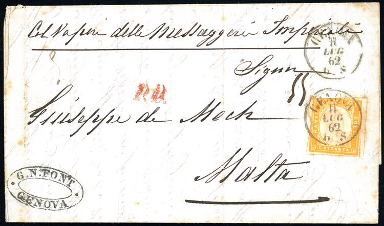 SARDEGNA-MALTA 1862 - 80 cent. ... 