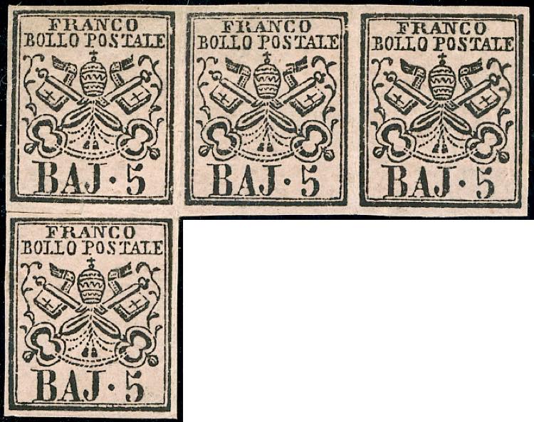 1852 - 5 baj rosa chiaro (6), ... 