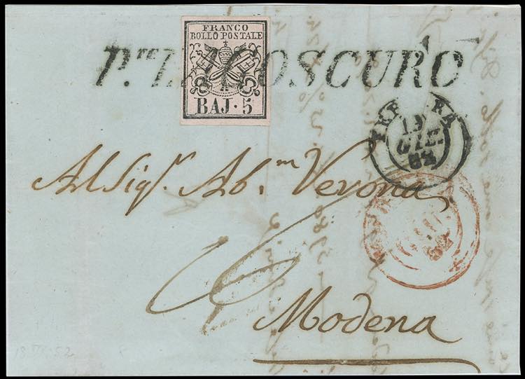 1852 - 5 bianco rosaceo (6a), ... 