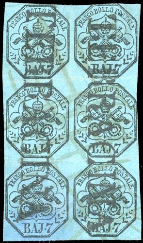 1852 - 7 baj azzurro (8), blocco ... 