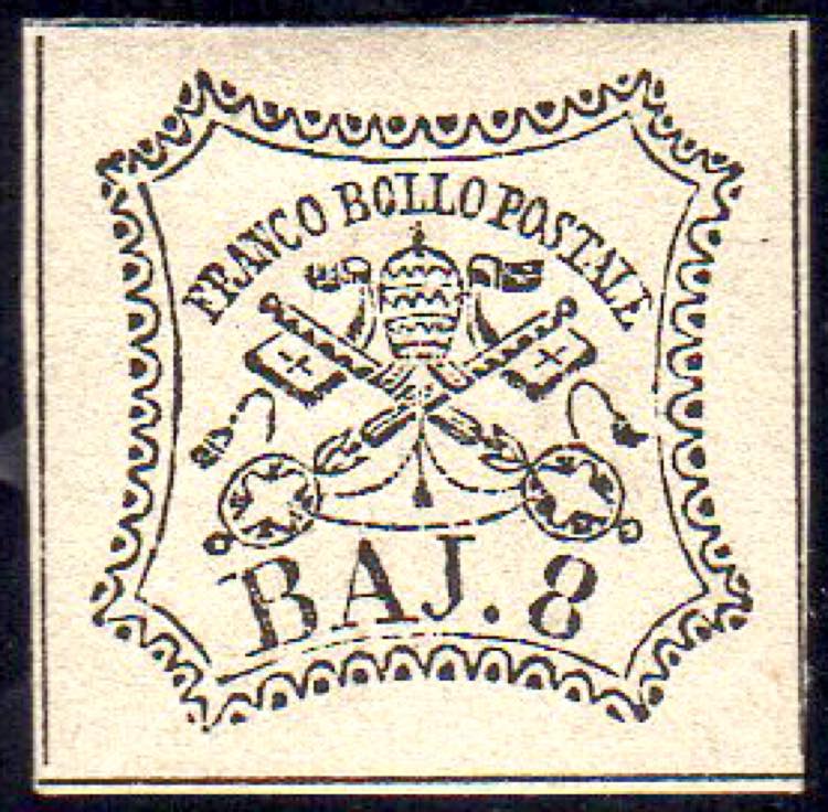 1852 - 8 baj bianco (9), gomma ... 