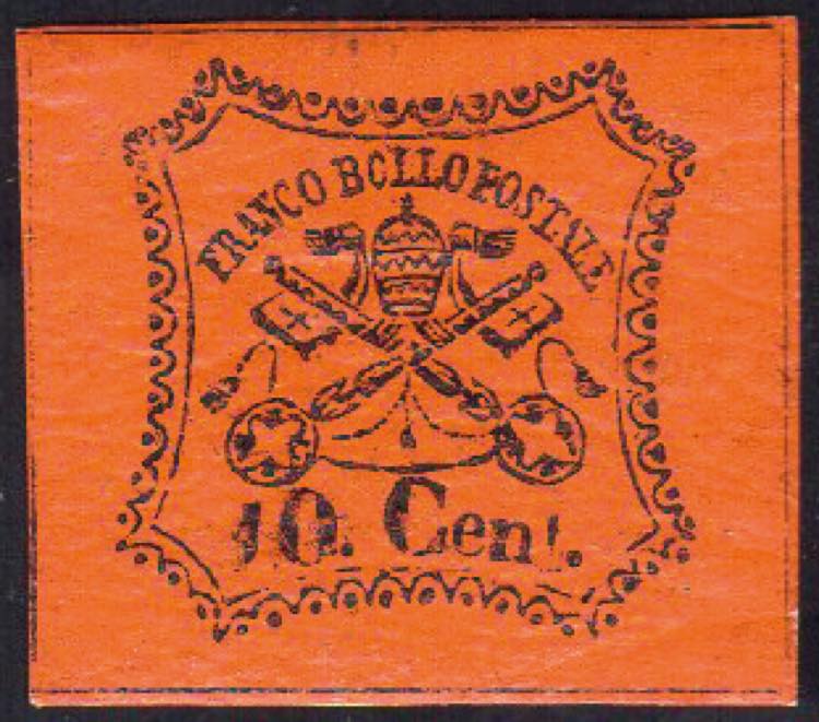 1867 - 10 cent. vermiglio arancio ... 