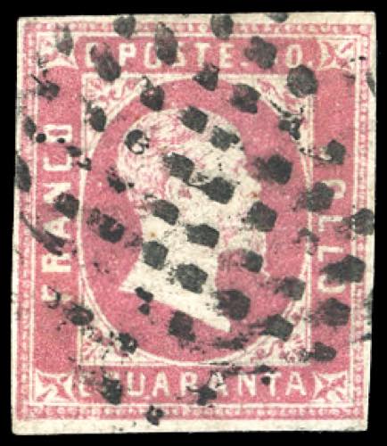 1851 - 40 cent. rosa (3), usato, ... 
