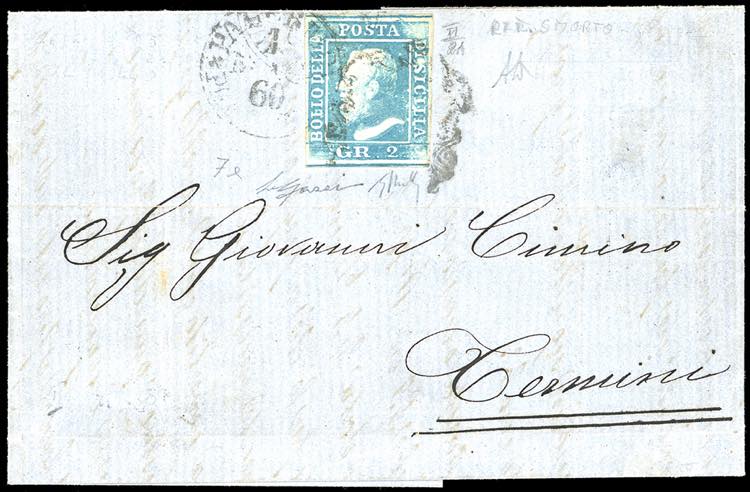 1860 - 2 grana azzurro smorto, I ... 