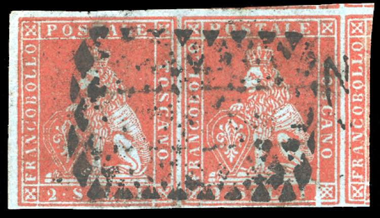 1851 - 2 soldi scarlatto su ... 