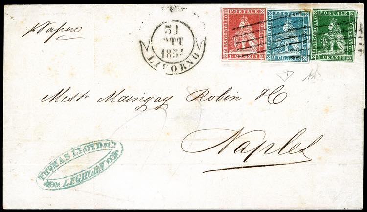 1854 - 1 crazia carminio chiaro, 2 ... 