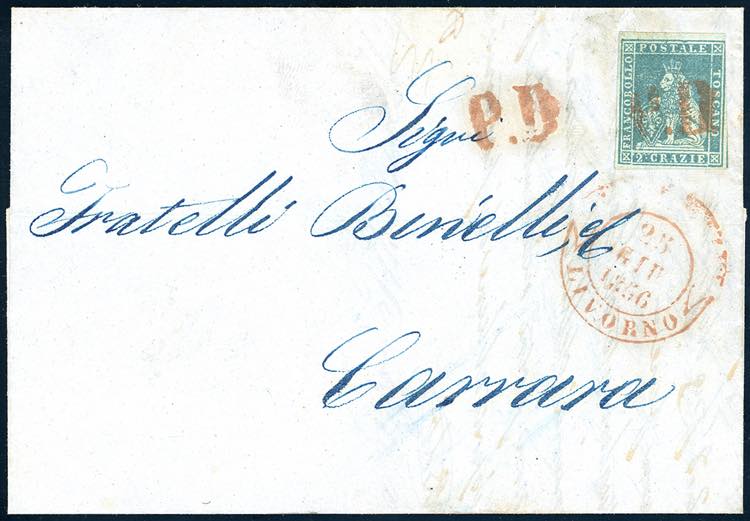 1856 - 2 crazie azzurro chiaro su ... 